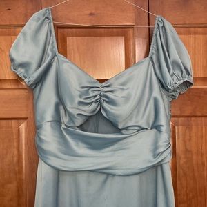 Blue satin David’s Bridal dress size 22